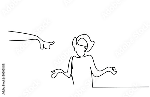 a person accuses a child by pointing his index finger and tells the rules