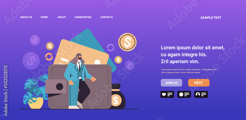 arab businessman near wallet saving money getting profit high income investment earning finance success concept