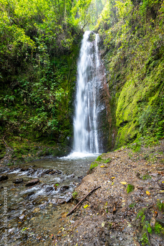 Cascada El Palto. Waterfall in Vilcabamba. Tropical Green Rainforest. Loja, Ecuador. South America.