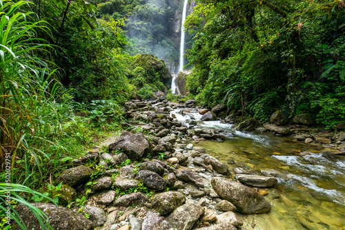 El Rocío Machay waterfall in Banos Santa Agua, Ecuador. South America. photo