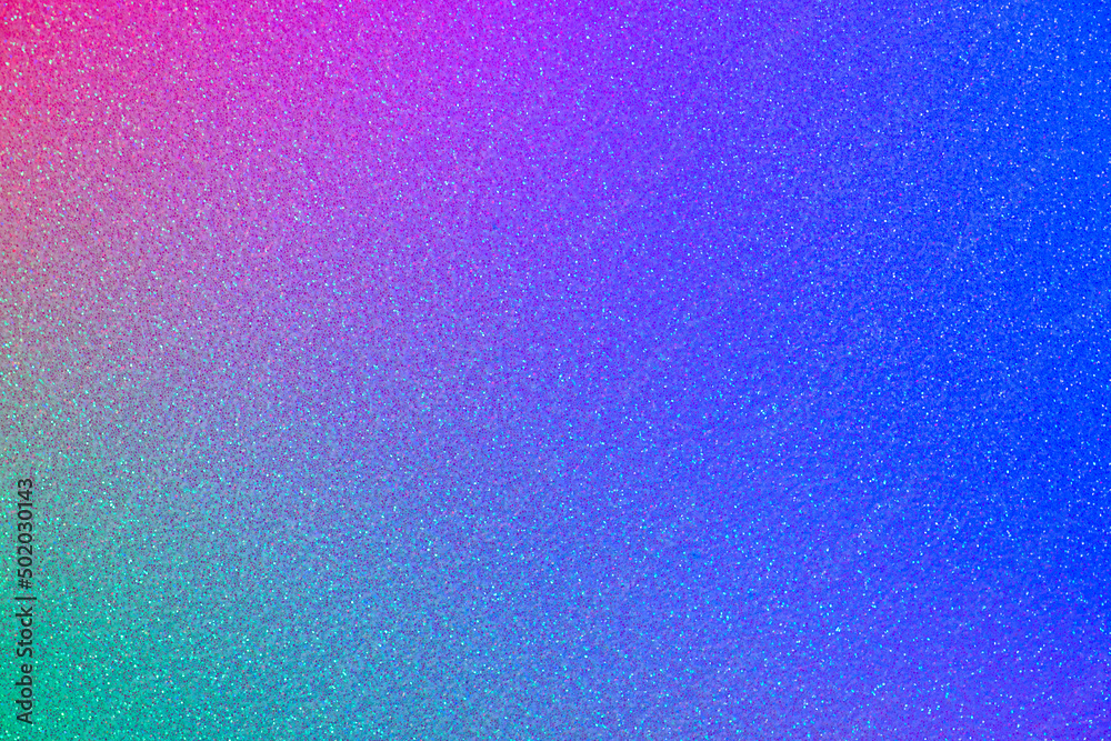 Trendy Glitter Neon background with gradient transitions of pink blue and green colors. Illuminated sparkling background. Can be used as a backdrop for text, mobile desktop or app