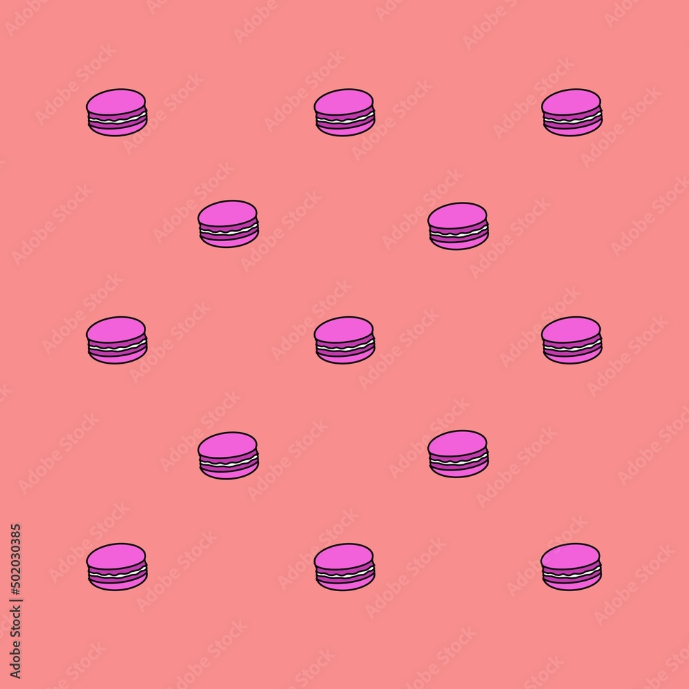A pink macaron painting put on a beautiful pastel background. A pink macaron painting put on a beautiful pastel background.