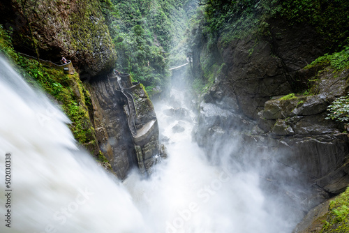 El Pailon del Diablo waterfall in Banos Santa Agua, Ecuador. South America. photo