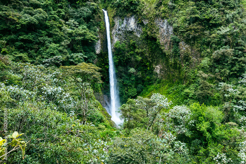 El Rocío Machay waterfall in Banos Santa Agua, Ecuador. South America.
