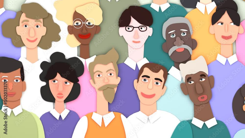 Background with lots of people, smiling to camera. People all ages, big team, people working together. 3D reneging illustration Background with lots of people, smiling to camera. People all ages, big team, people working together. 3D reneging illustration
