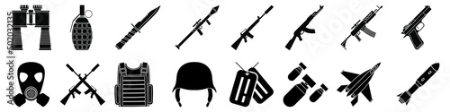 War vector icon set. army illustration sign collection. ammunition symbol. weapon logo.