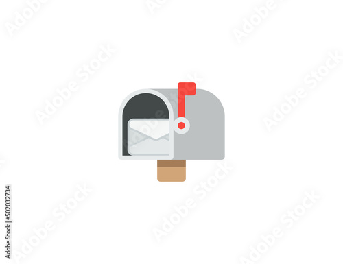 Open Mailbox with Raised Flag Vector Isolated Emoticon. Mailbox Icon