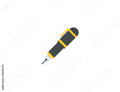 Fountain Pen Vector Isolated Emoticon. Black Nib Icon