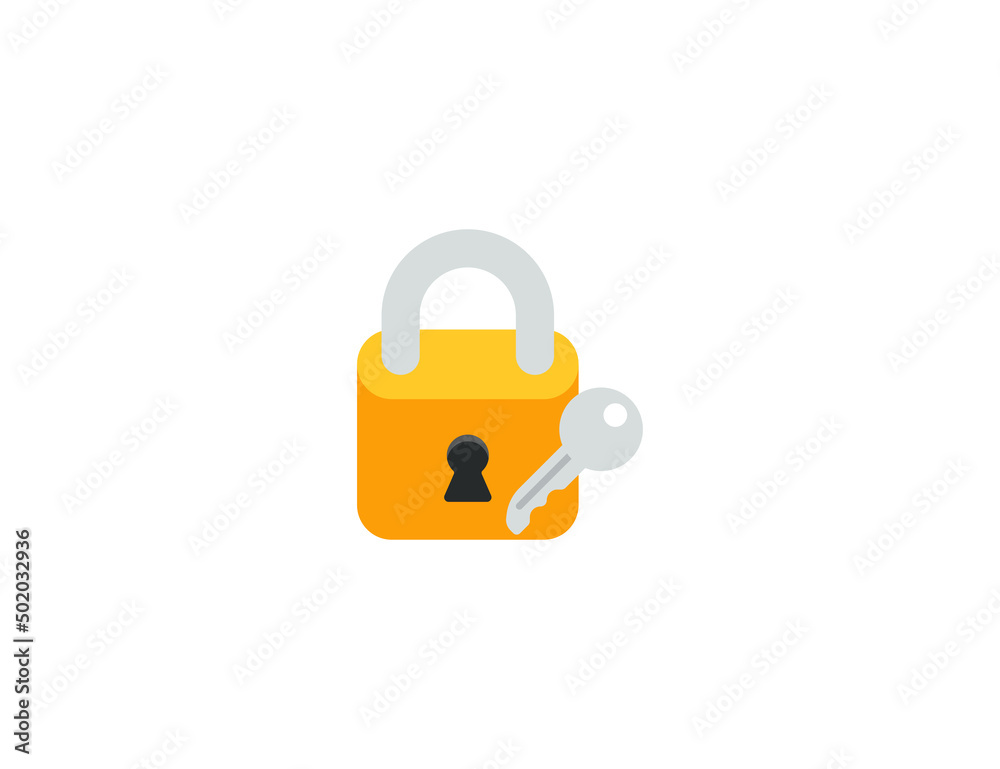 Locked with Key Vector Isolated Emoticon. Closed Lock with Key Emoji Icon Locked with Key Vector Isolated Emoticon. Closed Lock with Key Emoji Icon