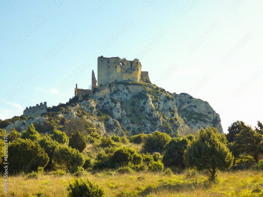 Ruins of the castle of Roquemartine also called castle of Queen Jeanne near Eyguieres in the Alpilles in Provence in France Ruins of the castle of Roquemartine also called castle of Queen Jeanne near Eyguieres in the Alpilles in Provence in France