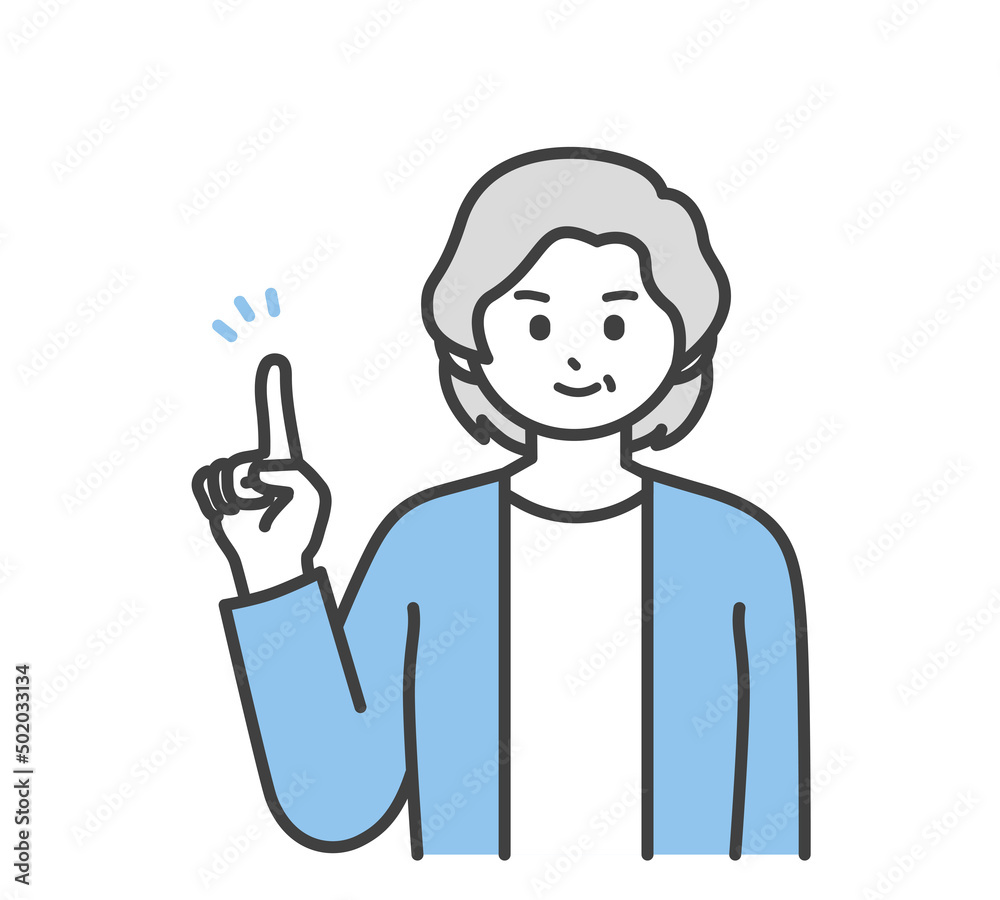 高齢女性のポジティブな表情のイラスト素材