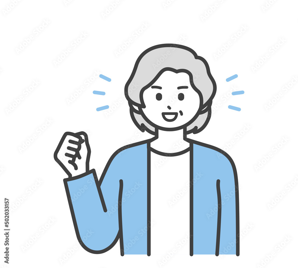 高齢女性のポジティブな表情のイラスト素材 高齢女性のポジティブな表情のイラスト素材