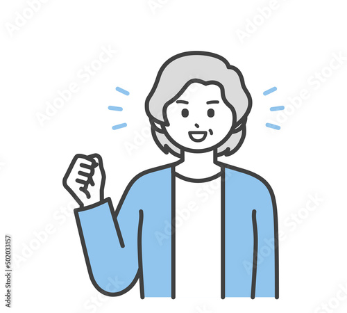 高齢女性のポジティブな表情のイラスト素材