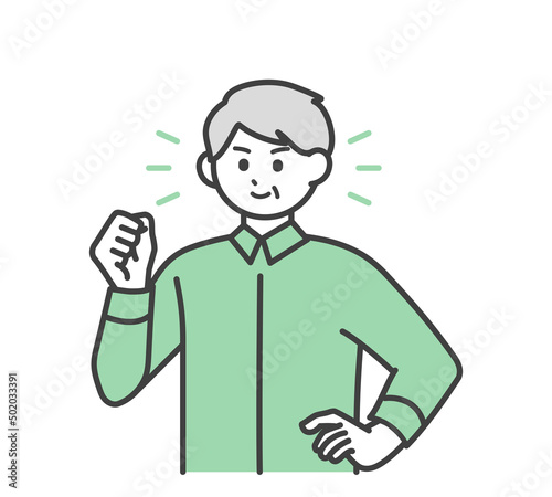 高齢男性のポジティブな表情のイラスト素材