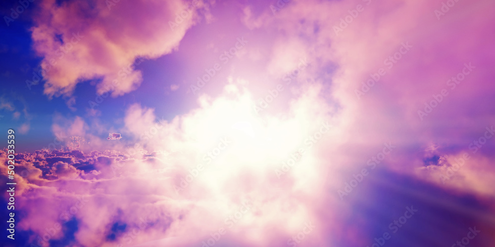 Obraz premium above clouds sun ray sunset