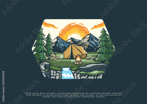 illustration outdoor campsite for vector printable 