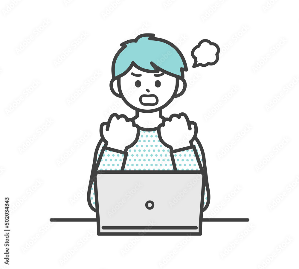 男の子がパソコンを操作するイラスト素材 男の子がパソコンを操作するイラスト素材