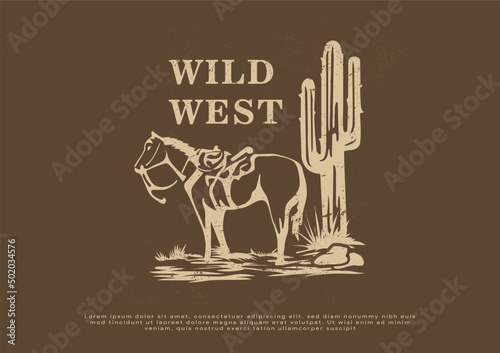 wild west horse illustration design print apparel photo