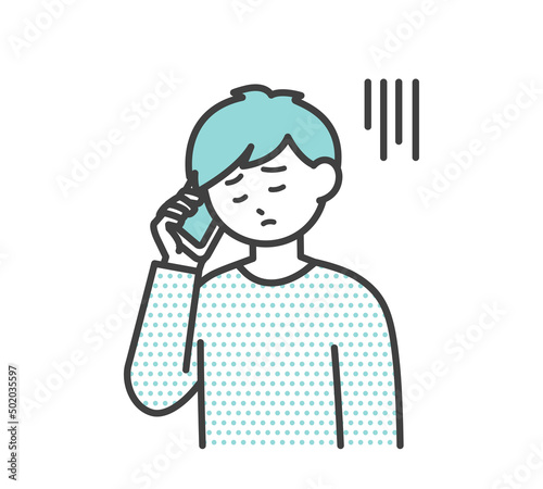 男の子がスマートフォンで連絡するイラスト素材