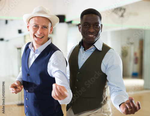 Photography Two men dancing jazz in studio