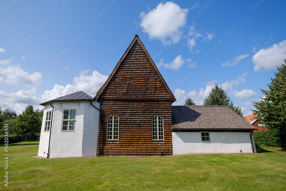 Old wooden Pelarne kyrka church in Sweden