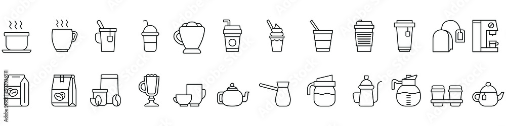 Coffee icon vector set. Tea illustration sign collection. hot drinks symbol or logo. Coffee icon vector set. Tea illustration sign collection. hot drinks symbol or logo.