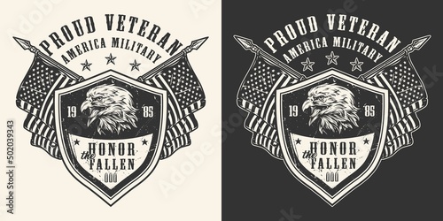 American Veteran monochrome emblem vintage