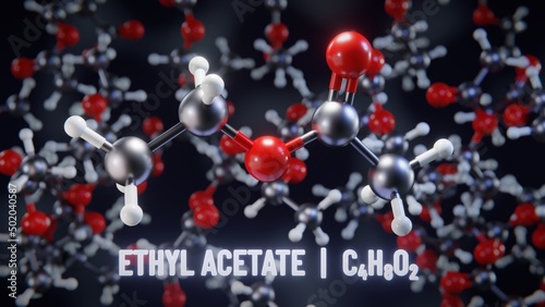 Ethyl acetate molecular structure. 3D illustration photo