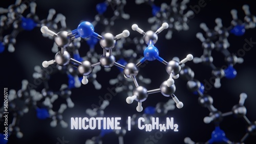 Nicotine molecular structure. 3D illustration photo