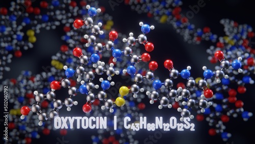 Oxytocin molecular structure. 3D illustration