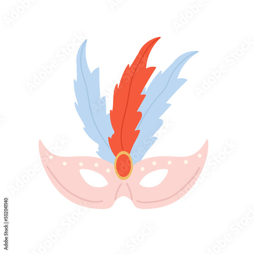 Festive carnival decorative face mask. Costume party, amusement arena show vector illustration
