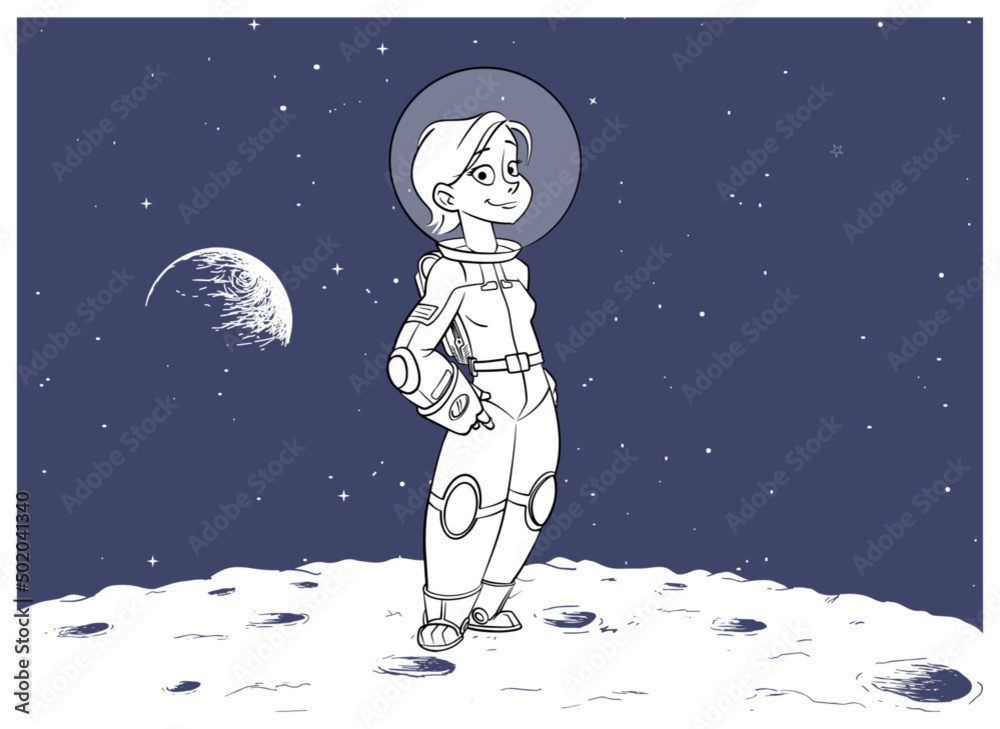girl astronaut drawing