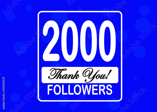 2000 followers, Thank You, social sites post. Thank you followers congratulation card. Vector illustration blue and white