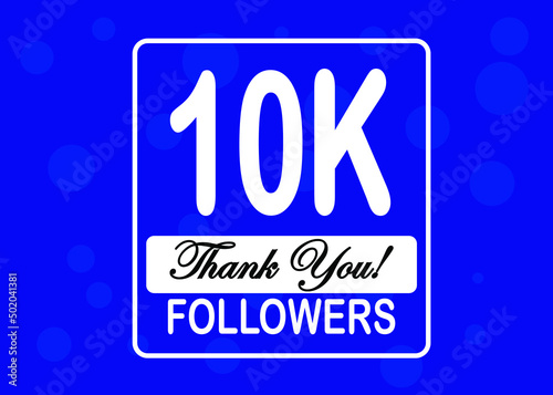 10000 followers, Thank You, social sites post. Thank you followers congratulation card. Vector illustration blue and white