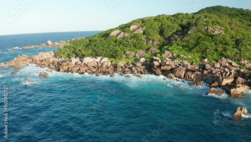 Aerial arc shot over Grand Cap from Grand l'Anse to Anse Marron beaches