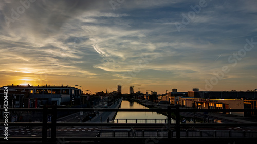 sunset over the city