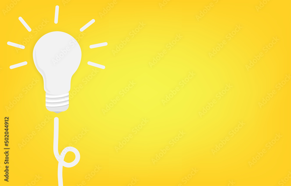 Creative concept of working towards goals and achievements, bright white light bulb vector and doodle on yellow background. Creative concept of working towards goals and achievements, bright white light bulb vector and doodle on yellow background.