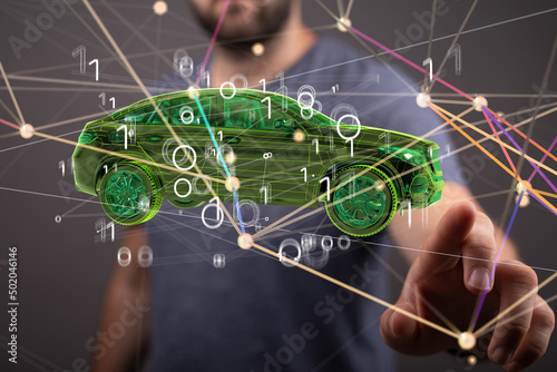 Autonomous car with HUD gra...