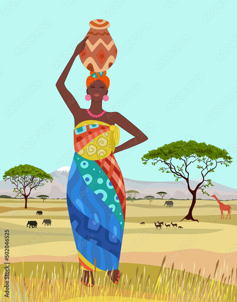 African woman carrying water