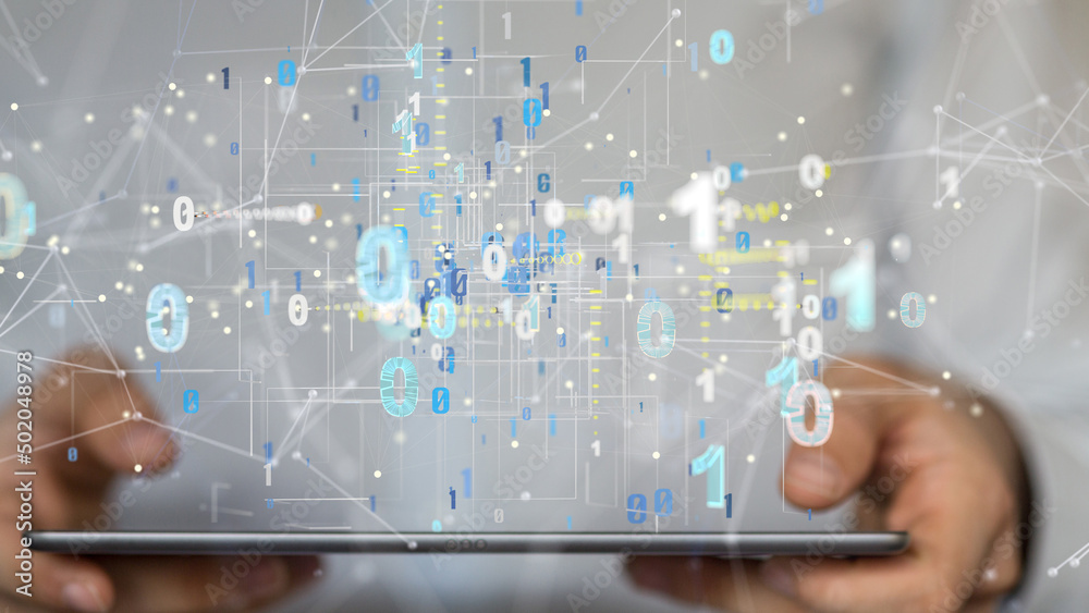 Neural network 3D illustration. Big data and cybersecurity Neural network 3D illustration. Big data and cybersecurity