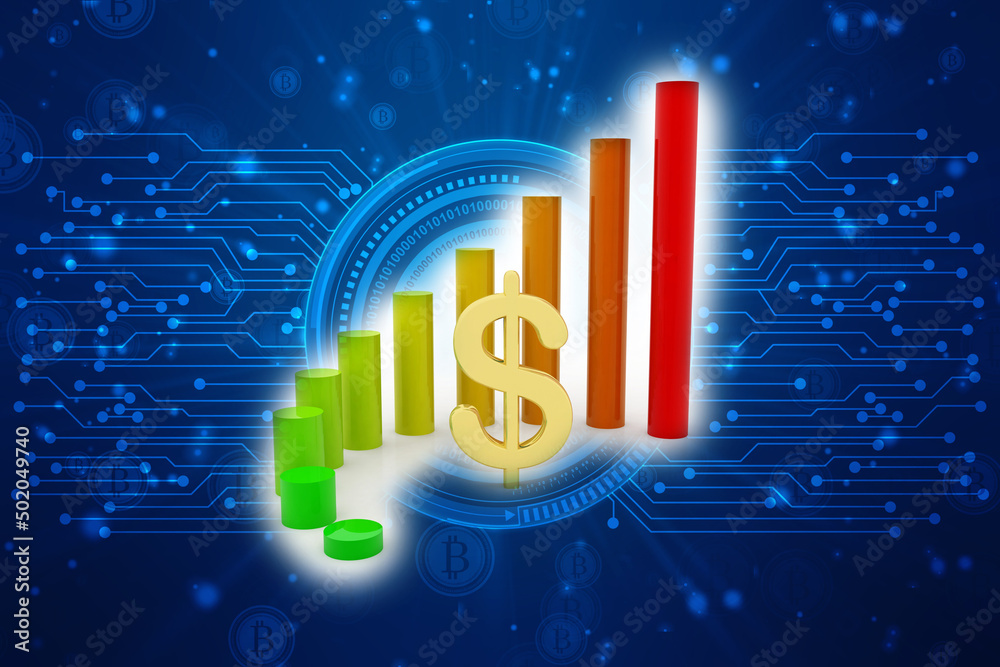 Dollar Financial Success Bar Chart Graph Growing Up 3d Render Illustration Dollar Financial Success Bar Chart Graph Growing Up 3d Render Illustration