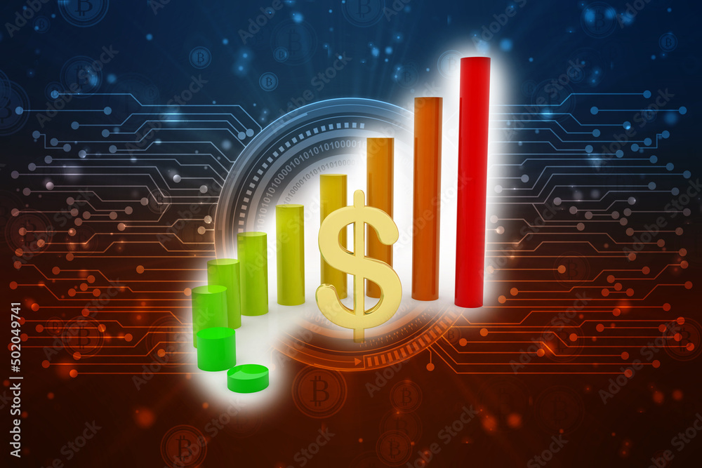 Dollar Financial Success Bar Chart Graph Growing Up 3d Render Illustration Dollar Financial Success Bar Chart Graph Growing Up 3d Render Illustration