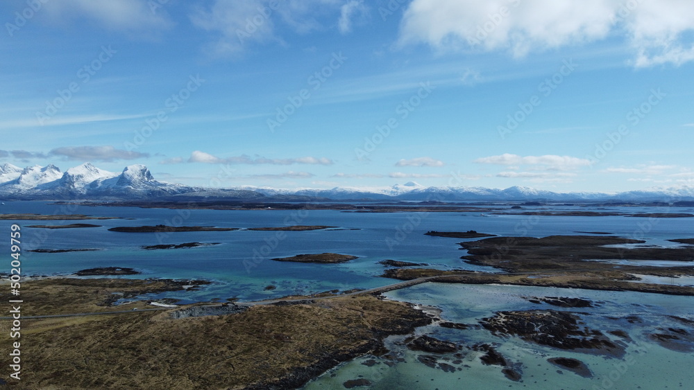 flying over parts of the famous archipelago in nordland in early spring