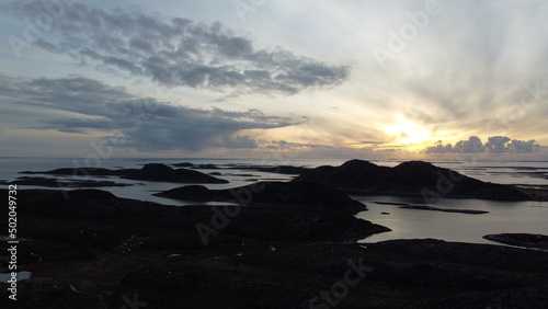 sunset over parts of the massive archipelago on the heroy island in nordland, northern Norway photo
