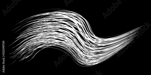 White flow brushstroke on white background.. Fluffy bunch of white politics. Abstract disheveled fibres. Vector illustration swirl blur. Crayons and chalk paint, fibers, hair and bunch