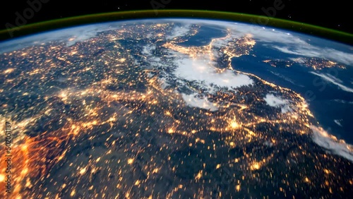 Earth Planet Night Scene Space view from International Space Station ISS, Public Domain images from Nasa Time lapse