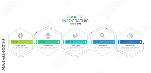 Infographic Timeline template can be used for workflow layout, diagram, number options, web design. Infographic business concept with 5 option, parts, steps or processes. Abstract background.