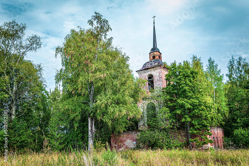 old abandoned Orthodox church in the forest