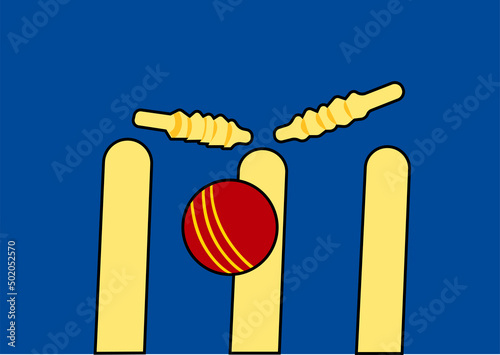 Illustration of cricket sports, a scenery of hit wicket