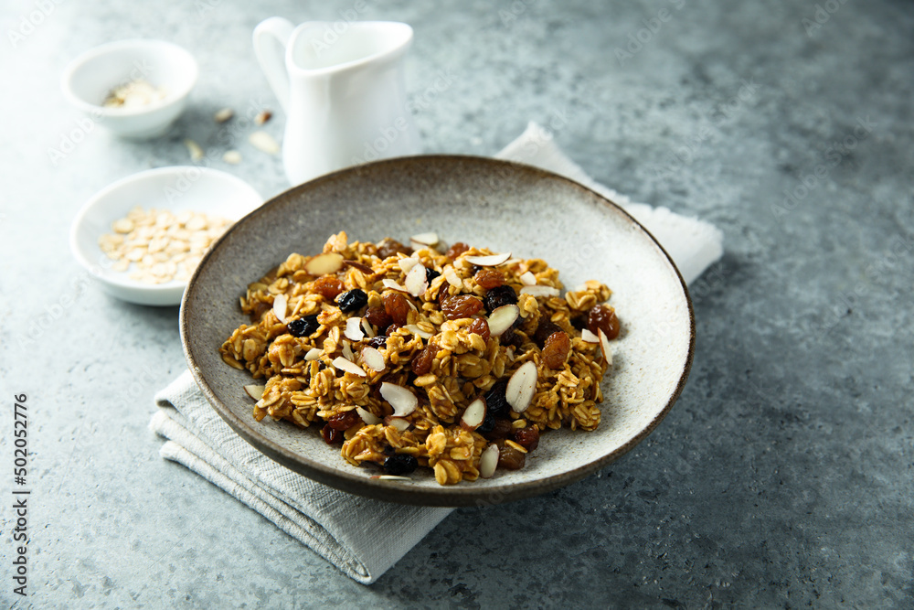 Traditional homemade granola with almond Traditional homemade granola with almond